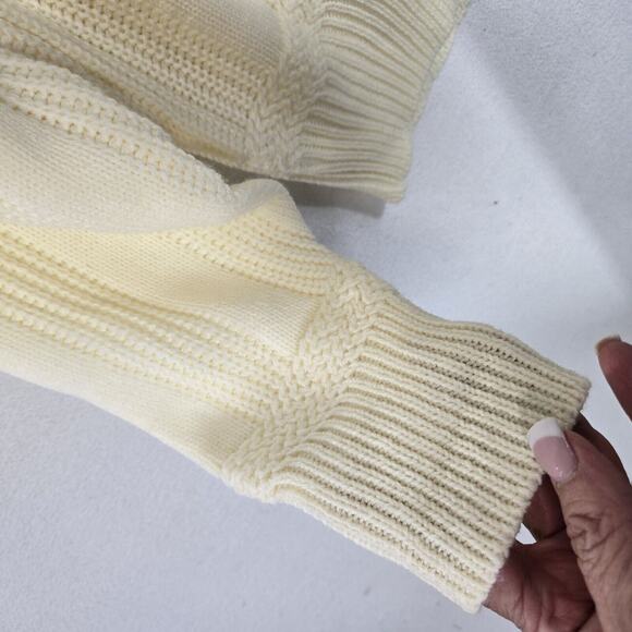 VTG Towncraft Sweater Sz L Yellowish Cream Pullover Ribbed Crewneck Acrylic - Picture 6 of 14